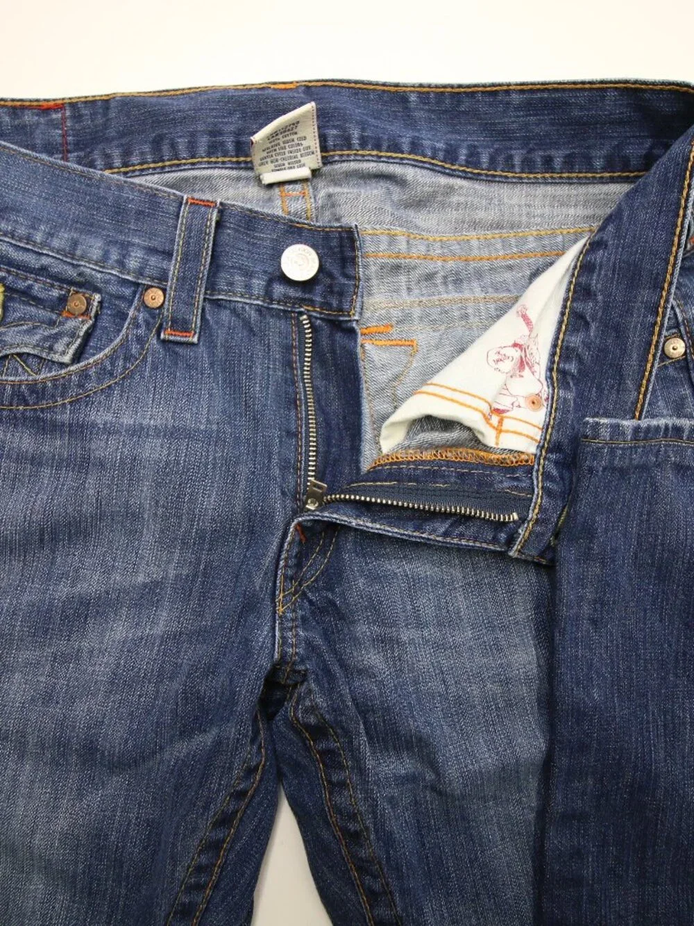 True Religion Ricky Flap Pocket Mens Blue Jeans 33 Made in USA